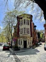 18 of April 2023 - Istanbul, Turkey - Traditional bright house in Kuzguncuk district photo