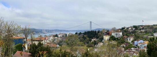 el bósforo puente desde el asiático lado de Estanbul, Turquía foto