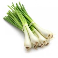 AI generated stack of spring onion on a white background photo