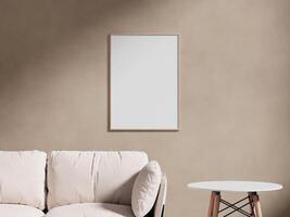 Empty frame canvas mockup hanging on the wall photo