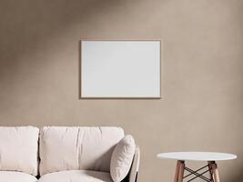 Empty frame canvas mockup hanging on the wall photo