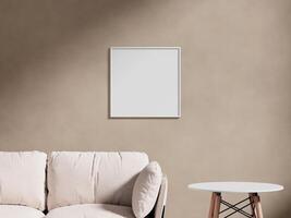 Empty frame canvas mockup hanging on the wall photo