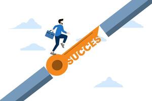 Key concepts for achieving success.success in business. Business gets support from the concept of success, the key to success that connects the ascending chart. flat vector illustration on background.