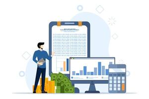 concept of business analysis, calculations or research for market growth, financial reports, investment data or sales information, business management, graph analysis and up and down charts. vector