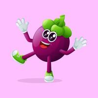 Cute mangosteen character smiling with a happy expression vector