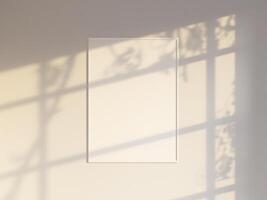 Bosquejo póster marco en moderno interior antecedentes con verano luz de sol foto