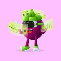 Cute mangosteen character in metaverse vector