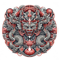 AI generated Chinese New Year background Decorations with Dragon and Traditional Paper Festival Lanterns Background. png