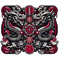 AI generated Chinese New Year background Decorations with Dragon and Traditional Paper Festival Lanterns Background. png