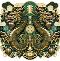 AI generated Chinese New Year background Decorations with Dragon and Traditional Paper Festival Lanterns Background. png