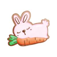 Easter Carrot Cookie and Rabbit Clipart, Easter Cookie Hand Drawing, Easter Cookie Dessert Cartoon, Cute Carrot and Rabbit Cartoon png