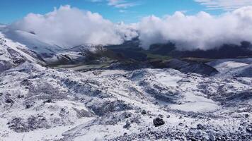 Aerial. Volcanic slopes of Elbrus and green Valley with Emmanuel's glade video