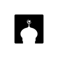 Mosque Sign Silhouette, Flat Style, can use for Icon, Symbol, Apps, Website, Pictogram, Art Illustration, Logo Gram, or Graphic Design Element. Vector Illustration