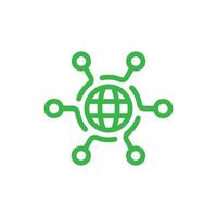 green Digital technology, social network, global connect, simple business logo. icon on white background vector