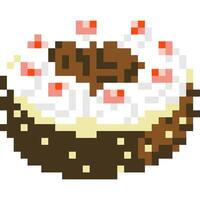 Cake cartoon icon in pixel style vector