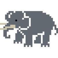 Elephant cartoon icon in pixel style vector