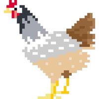 Chicken cartoon icon in pixel style vector