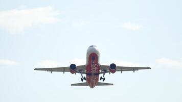 DUSSELDORF, GERMANY - JULY 23, 2017. Jet passenger plane of Air Berlin taking off, climbing at Dusseldorf International Airport, Germany. Flight departure, runway. Air travel concept video