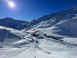 Winter landscape. Mountain peak snow. January background. Alpine landscape. Sport. Mountains. Switzerland. Adventure. Extreme. photo