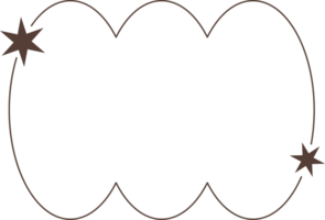 estético quadro, Armação e formas com estrelas. mínimo ano 2000 esboço gráfico Projeto com brilhos. abstrato órbita fronteira. na moda boho geométrico modelo png