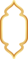 Golden Ramadan frame. Islamic window shapes with ornament. Muslim vintage border. Indian decoration for banner in oriental style. png