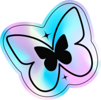 Y2k holographic butterfly sticker png