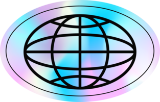 y2k holographique globe autocollant png