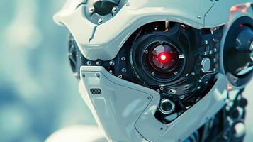 AI generated Close up futuristic robotic eye precision engineering and surveillance technology photo