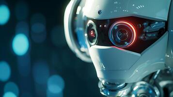 AI generated Close up futuristic robotic eye precision engineering and surveillance technology photo