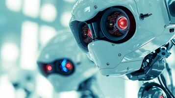 AI generated Close up futuristic robotic eye precision engineering and surveillance technology photo