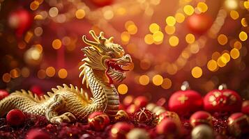 AI generated Dragon art background of Chinese New Year festival photo