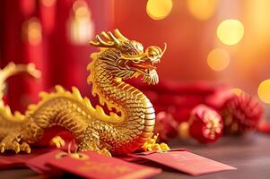 AI generated Dragon art background of Chinese New Year festival photo