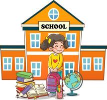 Vector illustration of a boy and education concept with backpack and school supplies