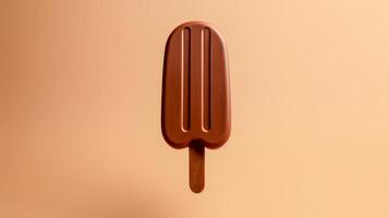 AI generated Chocolate popsicle mockup on beige backdrop. Ideal for summer ads, product design. High-quality, versatile image. photo