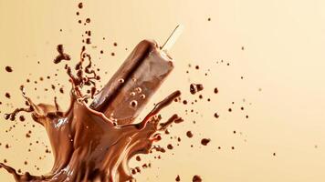 AI generated Captivating chocolate ice cream splash, dynamic and delicious, perfect for summer ads. photo