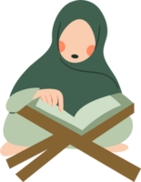 musulmán mujer leyendo libro en diferente poses png