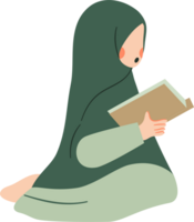 Muslim woman reading book in different poses png