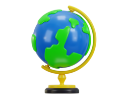 3d world globe icon with stand icon illustration png