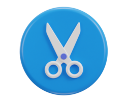 scissors icon with circle button 3d rendering illustration png