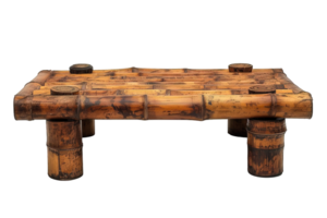 AI generated bamboo table isolated on transparent background ,generative ai png