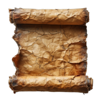 AI generated old paper scroll isolated on transparent background ,blank old paper scroll png ,generative ai