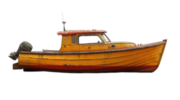 AI generated wooden boat isolated on transparent background ,generative ai png