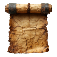 AI generated old paper scroll isolated on transparent background ,blank old paper scroll png ,generative ai