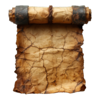 AI generated old paper scroll isolated on transparent background ,blank old paper scroll png ,generative ai