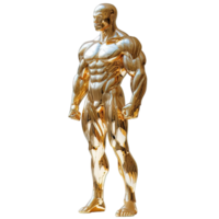 AI generated golden statue of a muscular man isolated on transparent background ,generative ai png