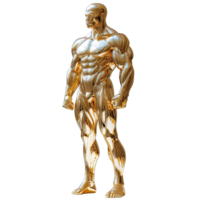 AI generated golden statue of a muscular man isolated on transparent background ,generative ai png