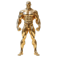 AI generated golden statue of a muscular man isolated on transparent background ,generative ai png