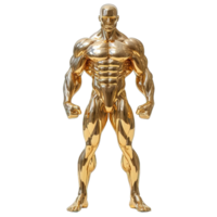 ai généré d'or statue de une musclé homme isolé sur transparent Contexte ,génératif ai png