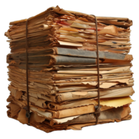 AI generated pile of old paper documents isolated on transparent background ,generative ai png