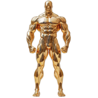 AI generated golden statue of a muscular man isolated on transparent background ,generative ai png